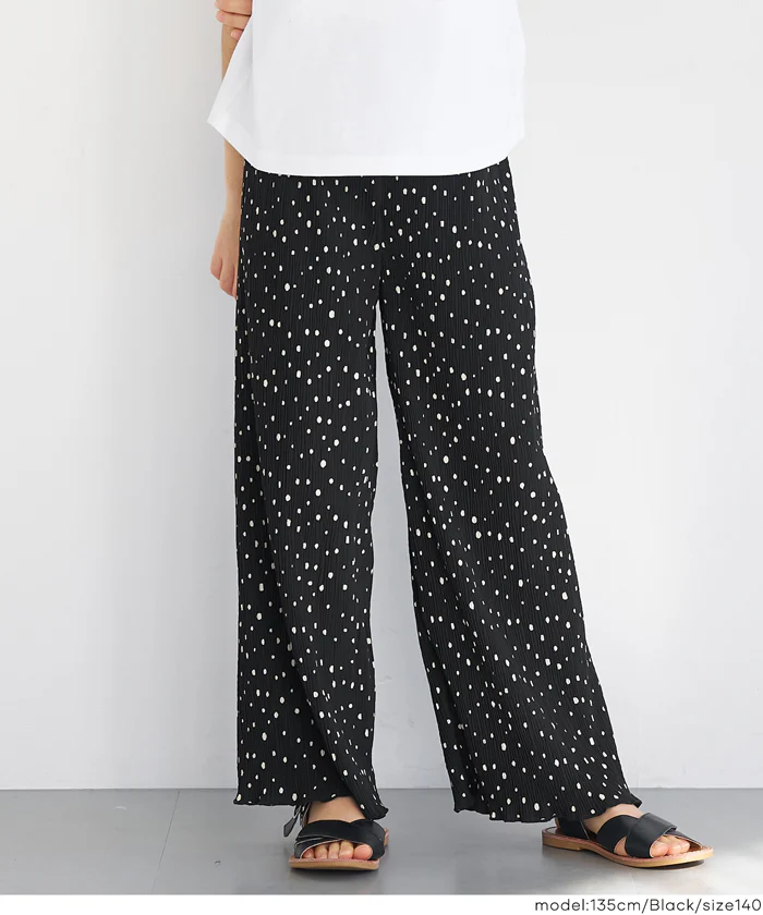 親子お揃い楊柳プリーツドットパンツ キッズ メール便可 - Image 3