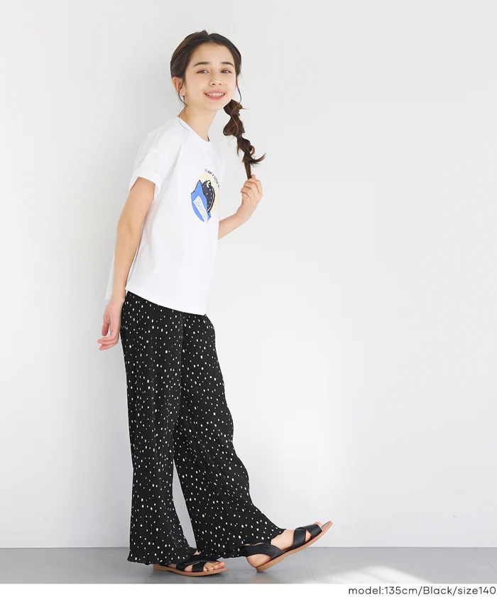 親子お揃い楊柳プリーツドットパンツ キッズ メール便可 - Image 4