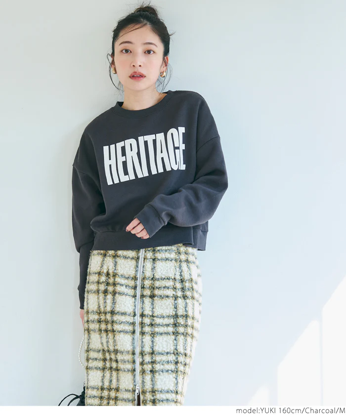 セール★1990円→990円 ポリエステルコットン裏起毛フロッキークロップドスウェットトップス レディース メール便不可 - Image 15