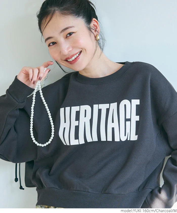 セール★1990円→990円 ポリエステルコットン裏起毛フロッキークロップドスウェットトップス レディース メール便不可 - Image 17