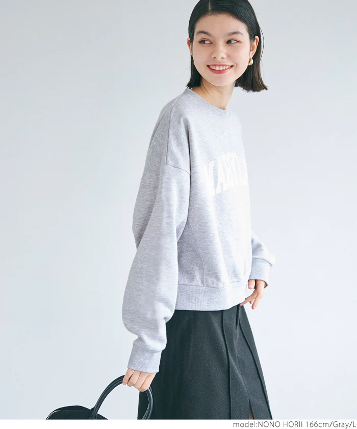 セール★1990円→990円 ポリエステルコットン裏起毛フロッキークロップドスウェットトップス レディース メール便不可 - Image 3