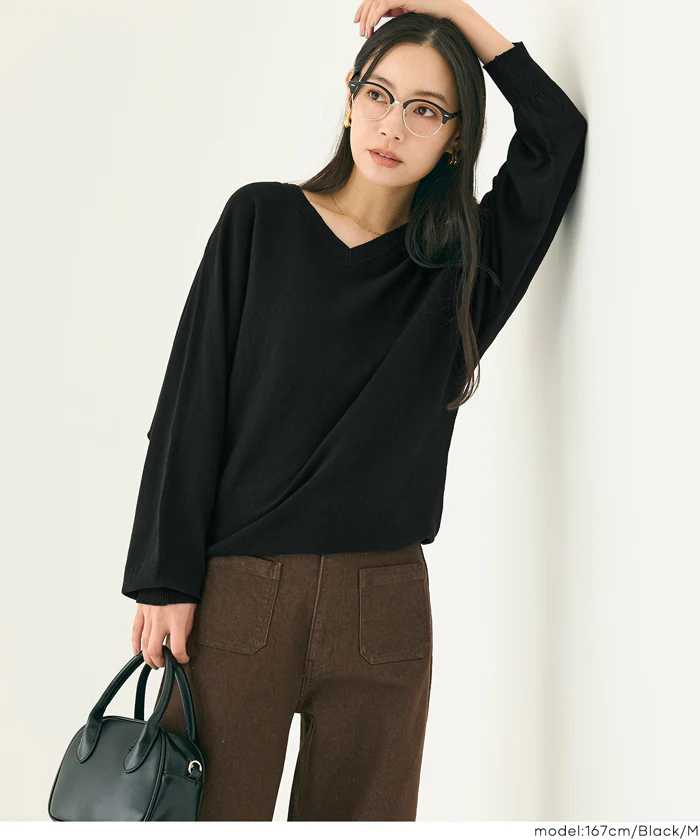 セール★2490円→990円Vネックニットチュニック レディース メール便可 - Image 3
