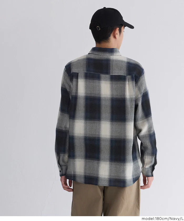 オンブレチェック長袖シャツ メンズ メール便不可 - Image 10