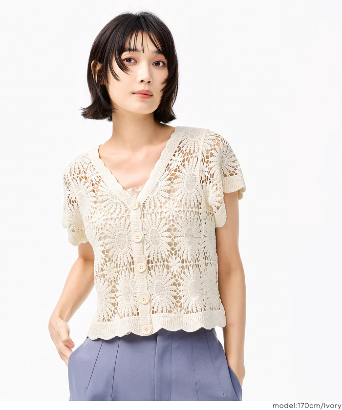 かぎ編みフラワーカーディガン レディース メール便不可 - Image 5