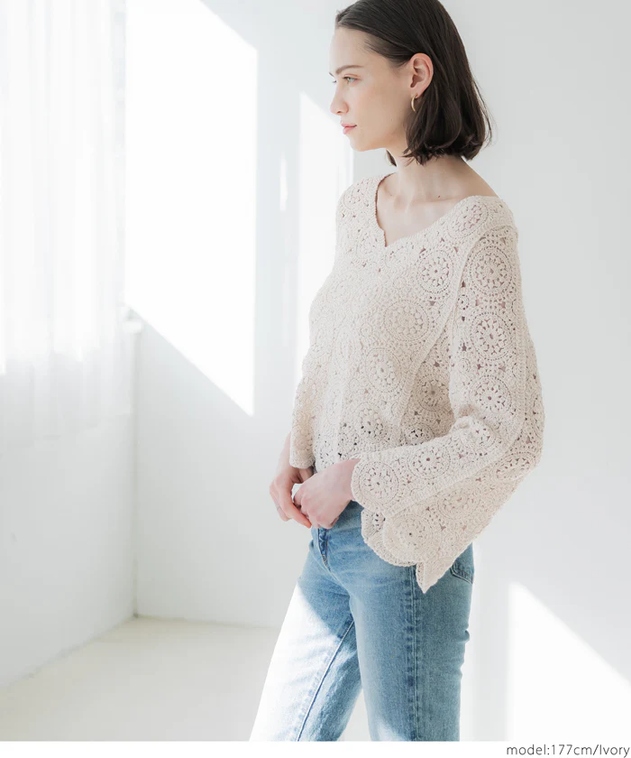 セール ★2990円→990円 フレアスリーブ クロシェトップス レディース メール便不可 - Image 7