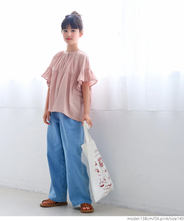 セール★1690円→1290円 親子お揃いガーゼ袖フリルブラウス キッズ メール便可 - Image 6