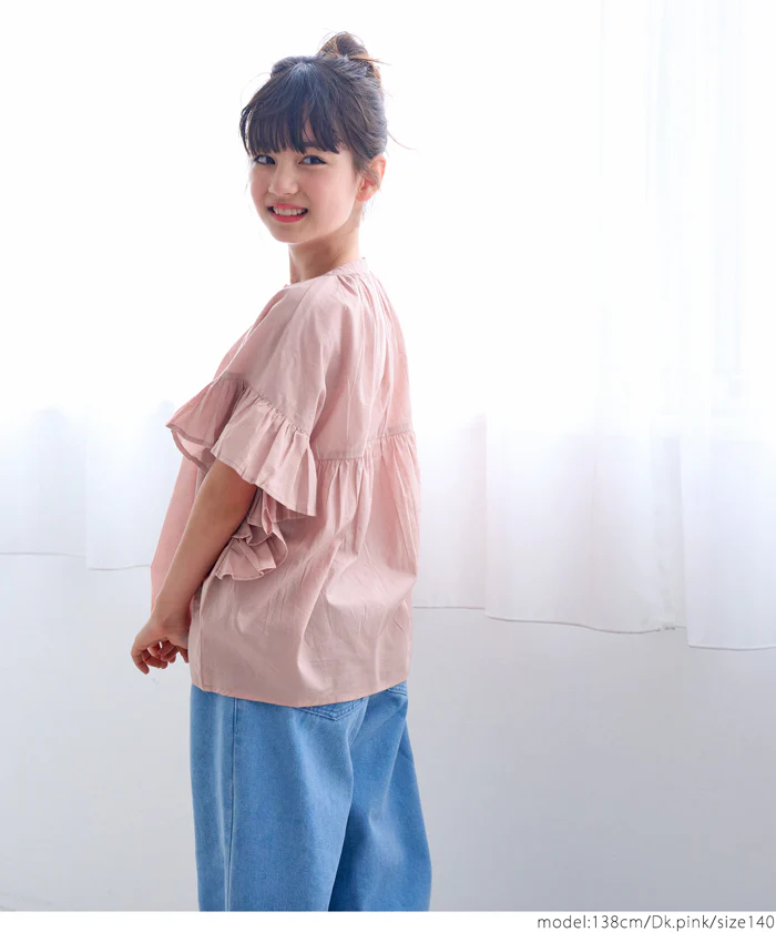 セール★1690円→1290円 親子お揃いガーゼ袖フリルブラウス キッズ メール便可 - Image 8