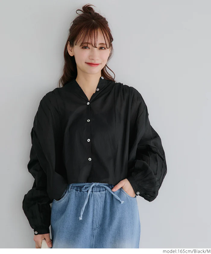 セール★2490円→990円 袖ボリュームクロップドシャツ レディース メール便可 - Image 12