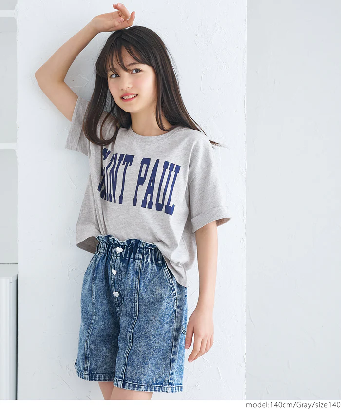 セール★790円→550円 親子お揃いクロップド丈ロールアッププリントTシャツ キッズ メール便可 - Image 10