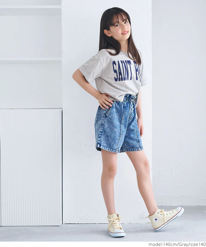 セール★790円→550円 親子お揃いクロップド丈ロールアッププリントTシャツ キッズ メール便可 - Image 11