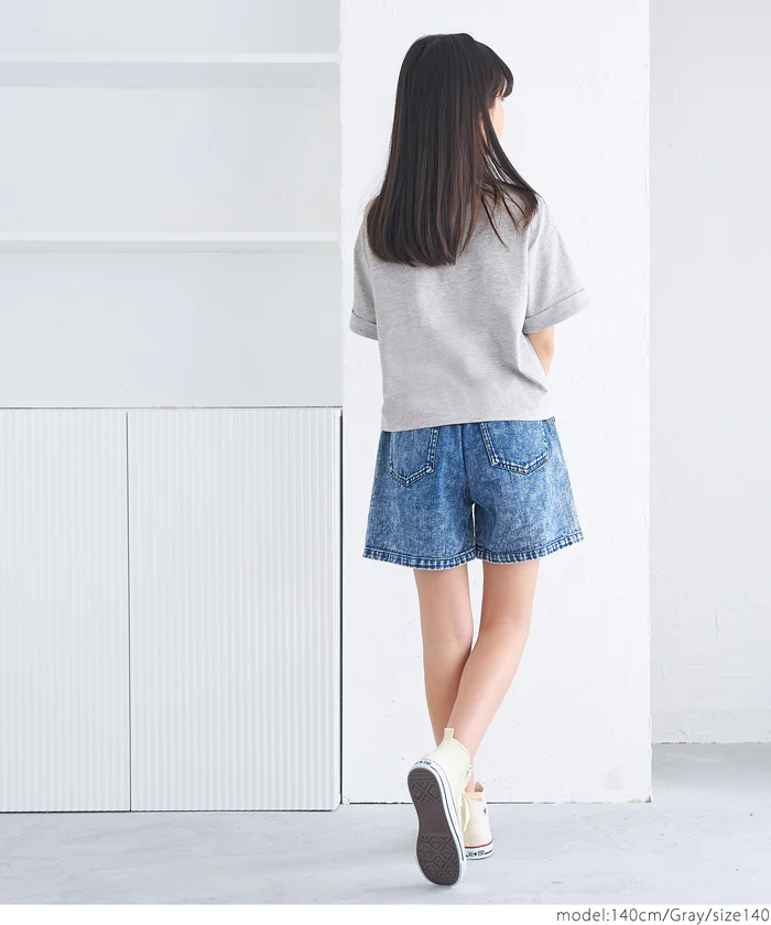 セール★790円→550円 親子お揃いクロップド丈ロールアッププリントTシャツ キッズ メール便可 - Image 13