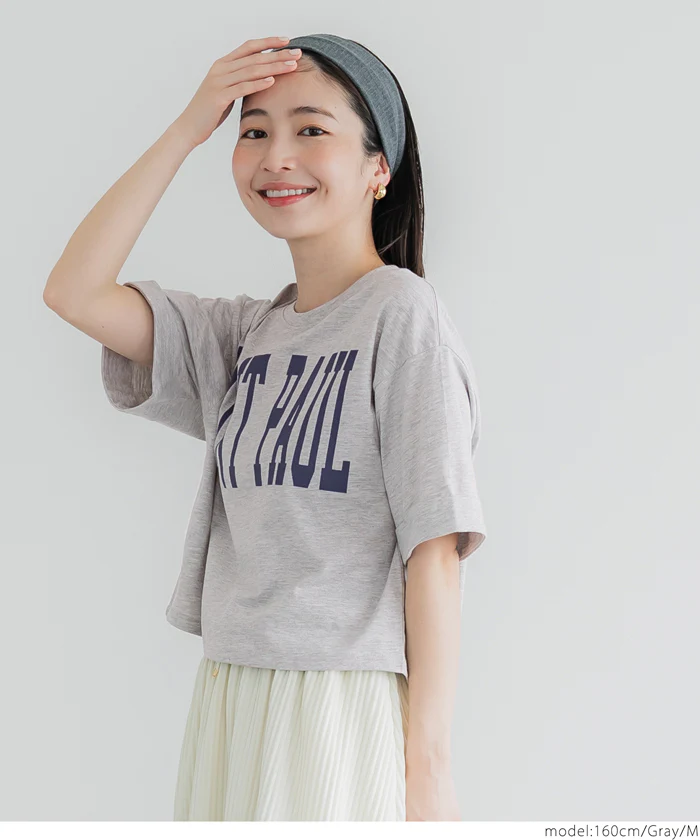 セール★990円→550円 クロップド丈ロールアッププリントTシャツ レディース メール便不可 - Image 12