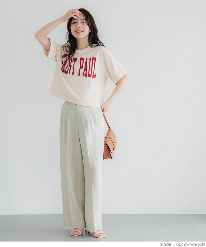 セール★990円→550円 クロップド丈ロールアッププリントTシャツ レディース メール便不可 - Image 15