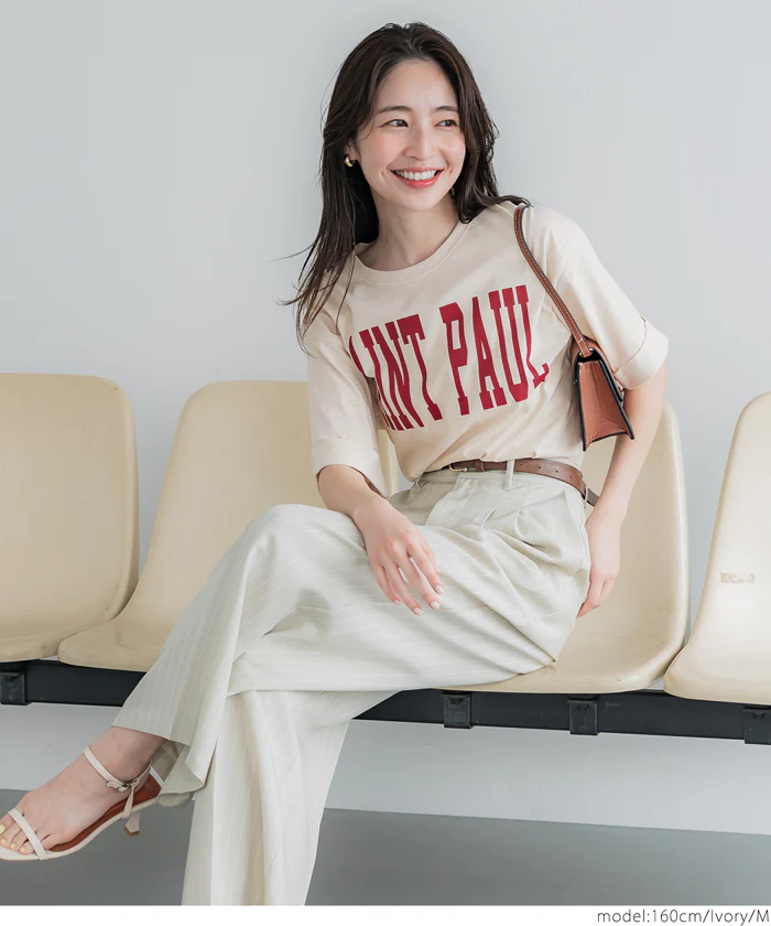 セール★990円→550円 クロップド丈ロールアッププリントTシャツ レディース メール便不可 - Image 18
