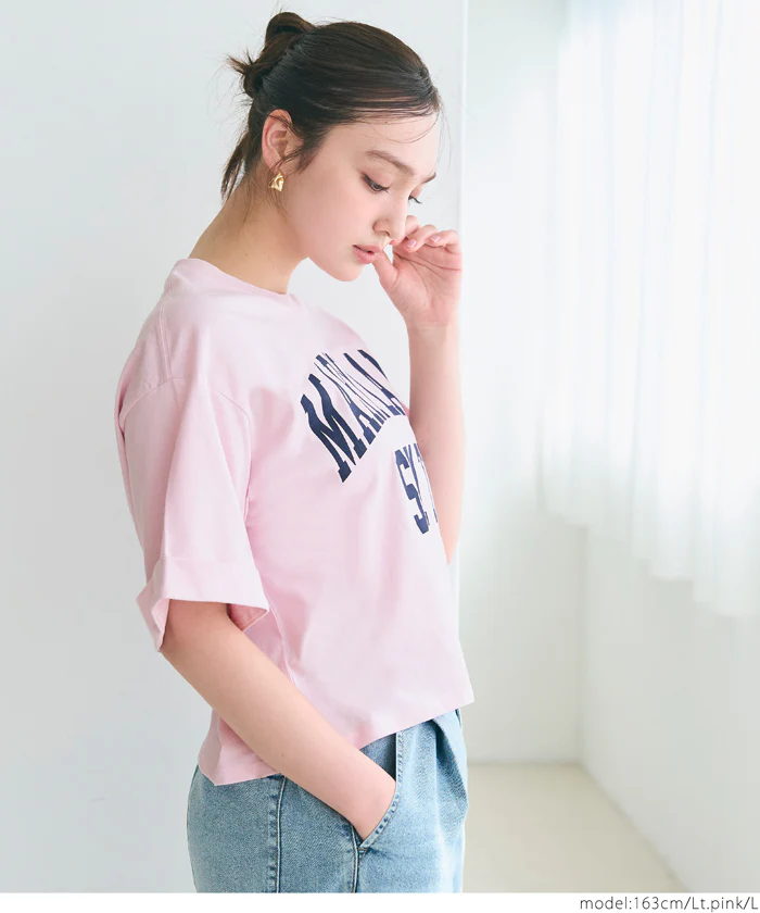 セール★990円→550円 クロップド丈ロールアッププリントTシャツ レディース メール便不可 - Image 7