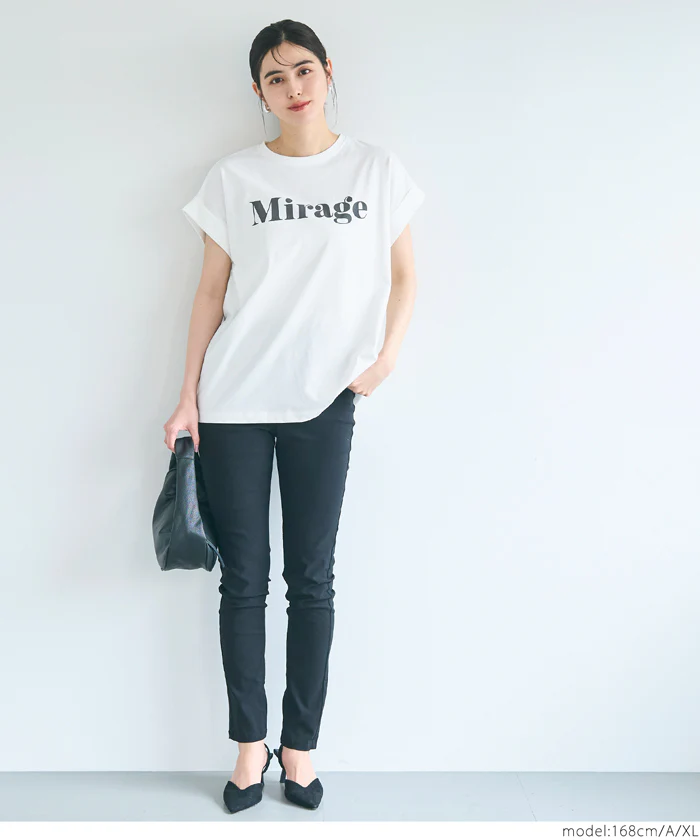 セール★990円→550円 フレンチスリーブロゴプリントTシャツ レディース メール便不可 - Image 3