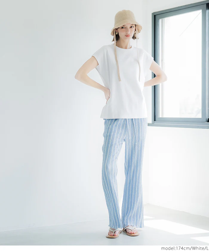 セール★990円→550円 スムースフレンチスリーブTシャツ レディース メール便不可 - Image 3