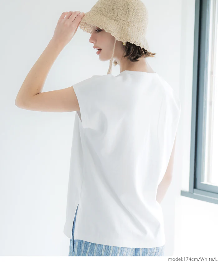セール★990円→550円 スムースフレンチスリーブTシャツ レディース メール便不可 - Image 5