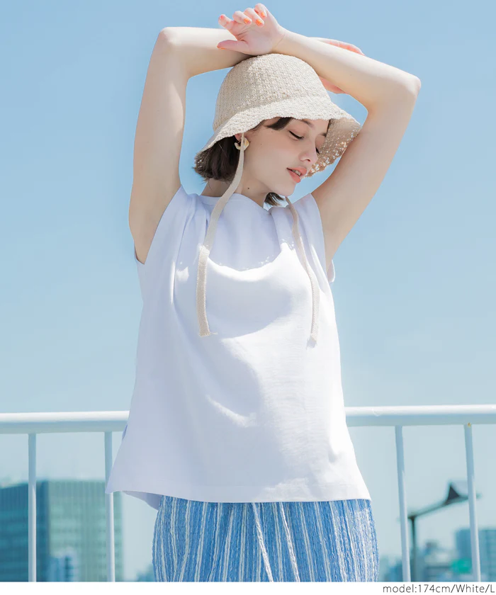 セール★990円→550円 スムースフレンチスリーブTシャツ レディース メール便不可 - Image 8