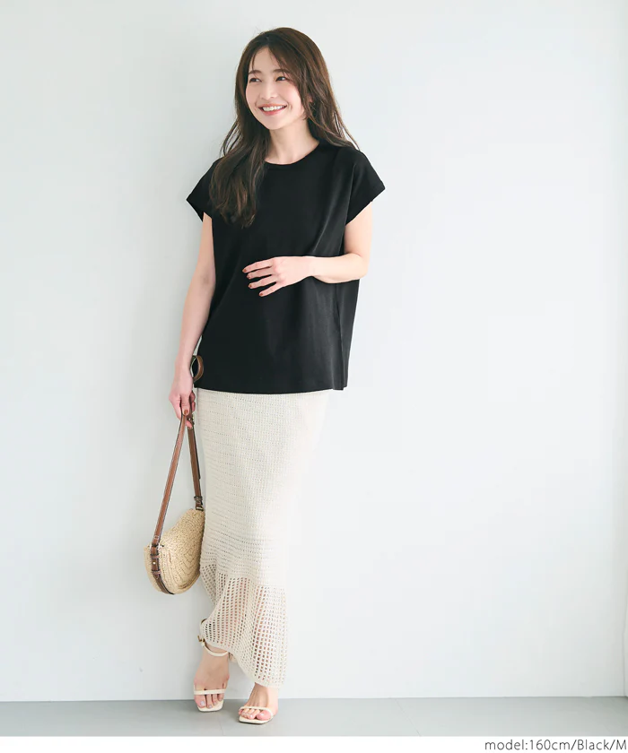 セール★990円→550円 スムースフレンチスリーブTシャツ レディース メール便不可 - Image 9