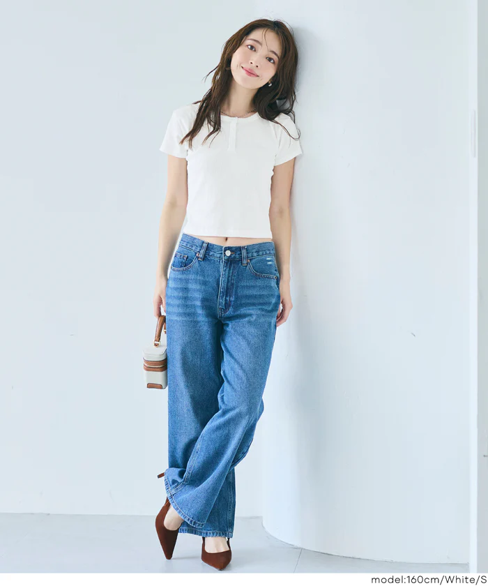 リブヘンリーネックTシャツ レディース メール便不可 - Image 5