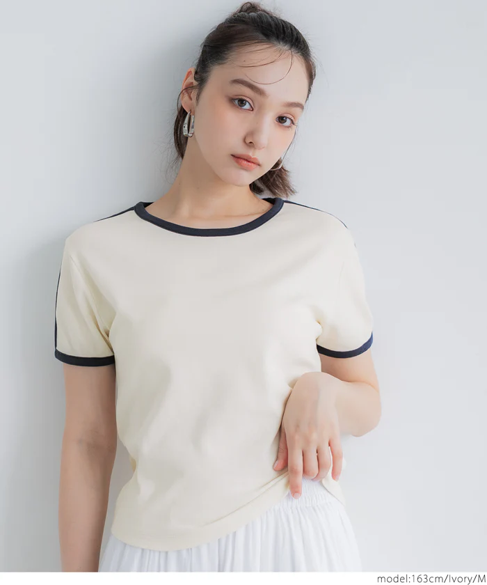 セール★1290円→550円 スムースコンパクトリンガーTシャツ レディース メール便不可 - Image 2
