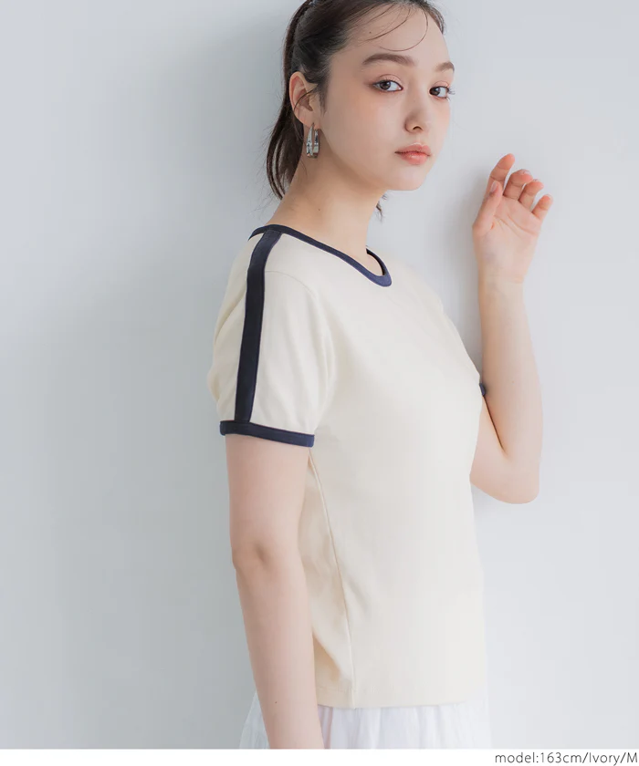 セール★1290円→550円 スムースコンパクトリンガーTシャツ レディース メール便不可 - Image 3