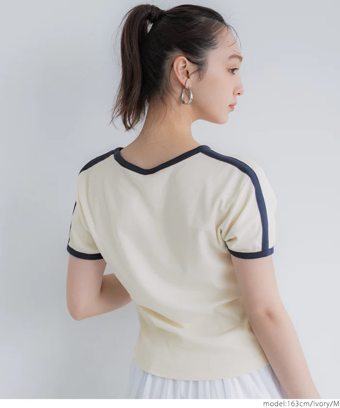 セール★1290円→550円 スムースコンパクトリンガーTシャツ レディース メール便不可 - Image 5