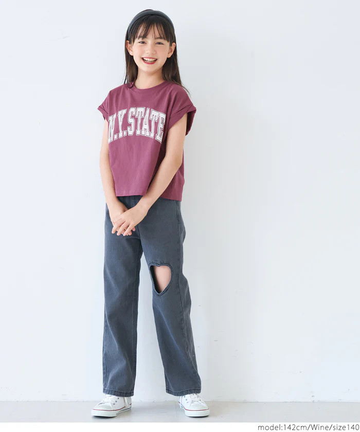 親子お揃いレギュラーウェイトロールアップロゴTシャツ キッズ メール便可 - Image 10