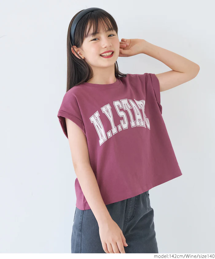 親子お揃いレギュラーウェイトロールアップロゴTシャツ キッズ メール便可 - Image 11