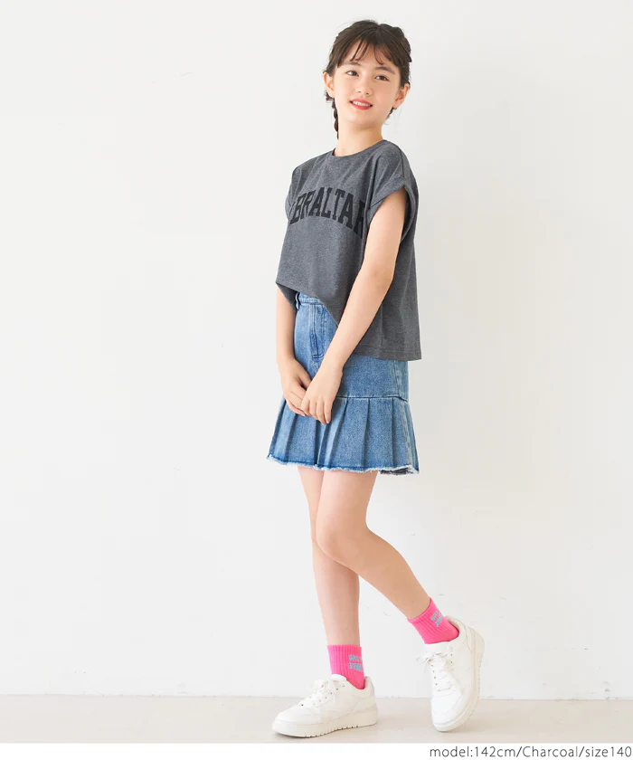 親子お揃いレギュラーウェイトロールアップロゴTシャツ キッズ メール便可 - Image 3