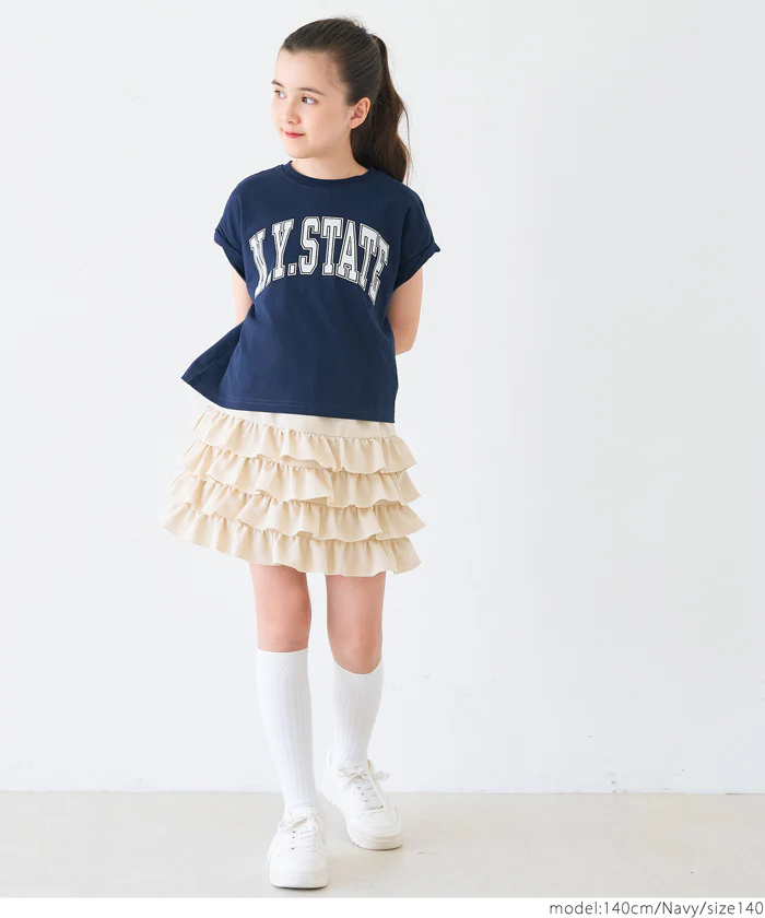 親子お揃いレギュラーウェイトロールアップロゴTシャツ キッズ メール便可 - Image 8