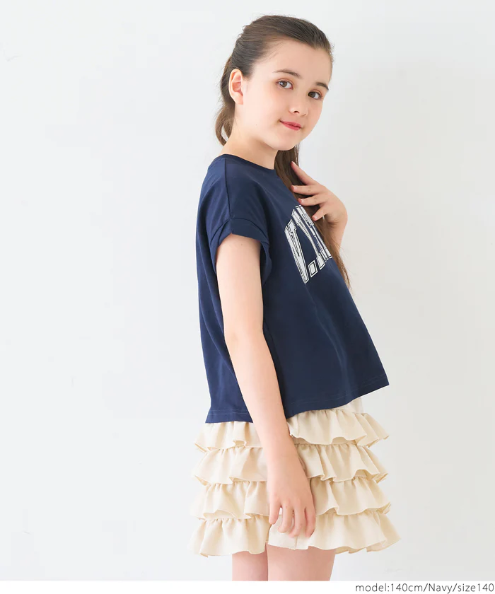 親子お揃いレギュラーウェイトロールアップロゴTシャツ キッズ メール便可 - Image 9