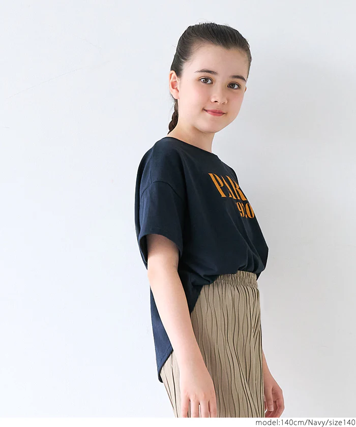 セール★890円→590円 親子お揃いテールカットロゴTシャツ キッズ メール便不可 - Image 3