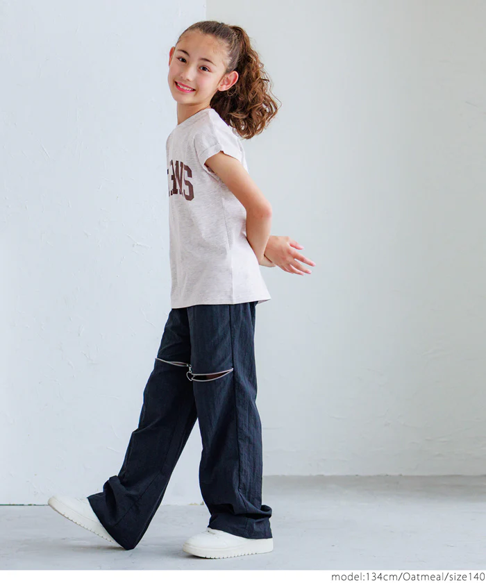 セール★790円→390円 親子お揃いフレンチスリーブロゴプリントTシャツ キッズ メール便不可 - Image 10