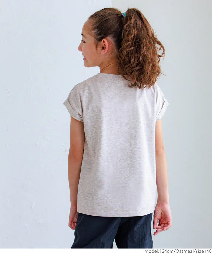 セール★790円→390円 親子お揃いフレンチスリーブロゴプリントTシャツ キッズ メール便不可 - Image 11