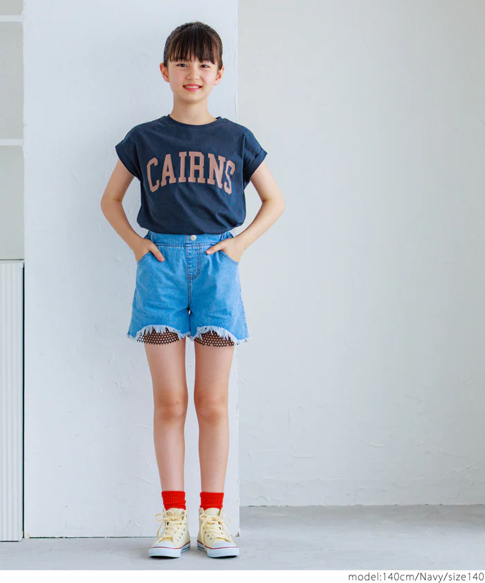 セール★790円→390円 親子お揃いフレンチスリーブロゴプリントTシャツ キッズ メール便不可 - Image 12