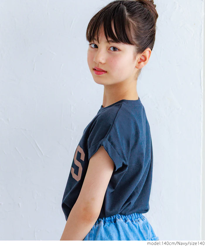 セール★790円→390円 親子お揃いフレンチスリーブロゴプリントTシャツ キッズ メール便不可 - Image 13