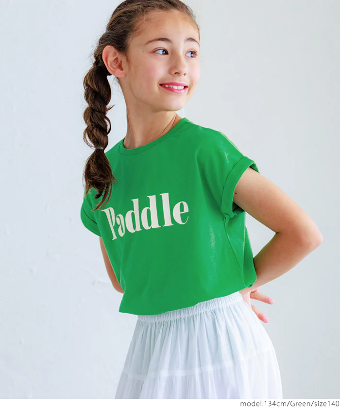 セール★790円→390円 親子お揃いフレンチスリーブロゴプリントTシャツ キッズ メール便不可 - Image 15