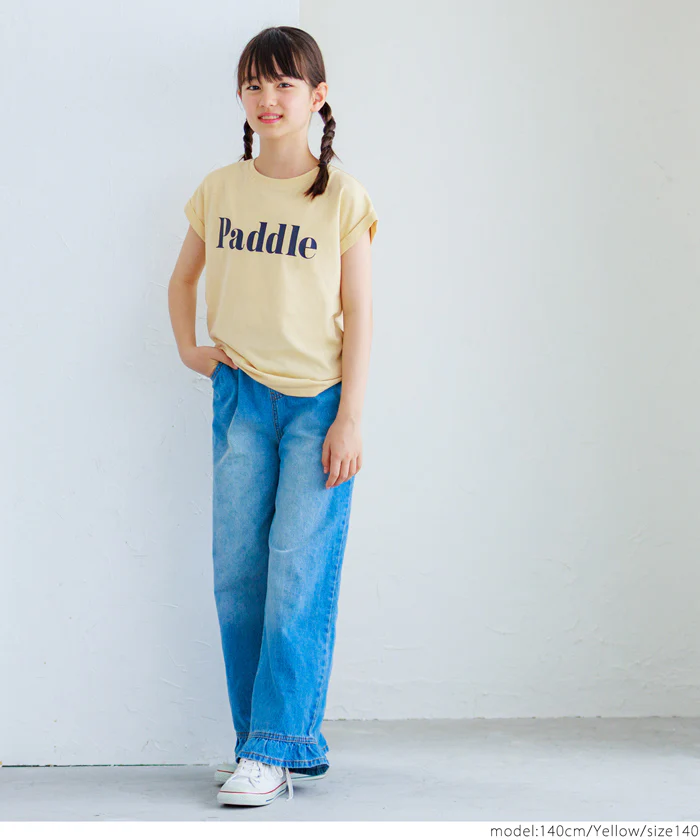 セール★790円→390円 親子お揃いフレンチスリーブロゴプリントTシャツ キッズ メール便不可 - Image 16