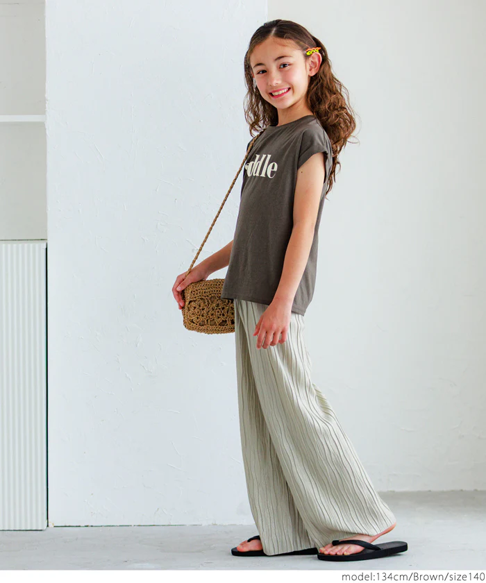 セール★790円→390円 親子お揃いフレンチスリーブロゴプリントTシャツ キッズ メール便不可 - Image 18