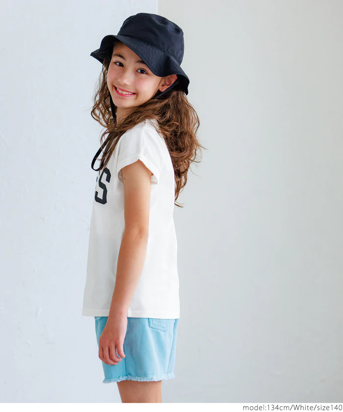 セール★790円→390円 親子お揃いフレンチスリーブロゴプリントTシャツ キッズ メール便不可 - Image 3