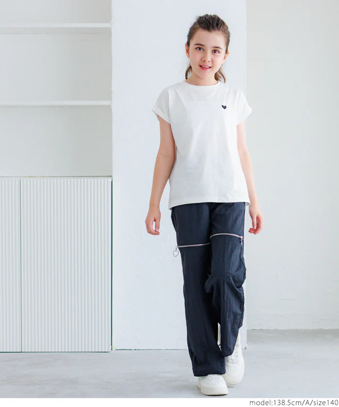 セール★790円→590円 親子お揃いフレンチスリーブロゴTシャツ キッズ メール便不可 - Image 2