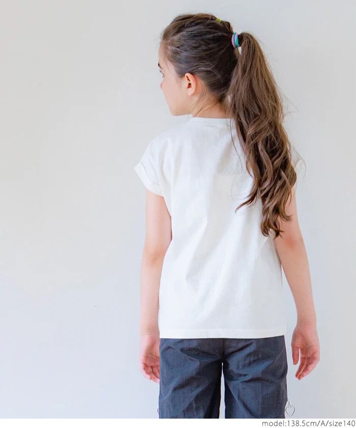 セール★790円→590円 親子お揃いフレンチスリーブロゴTシャツ キッズ メール便不可 - Image 4