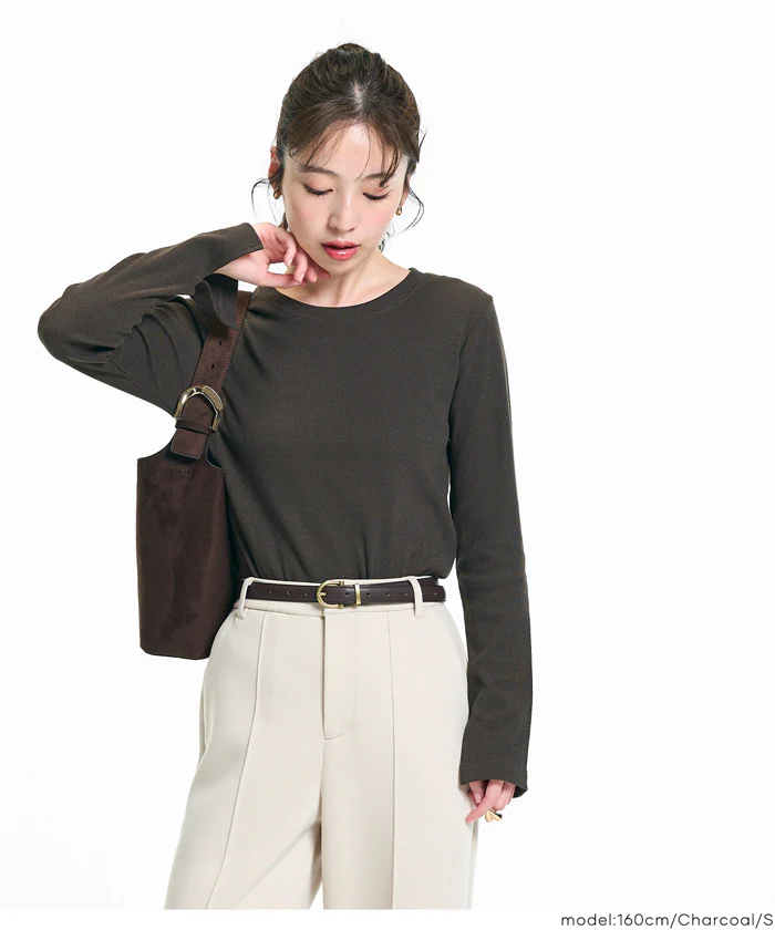 リブクルーネックTシャツ レディース メール便不可 - Image 4