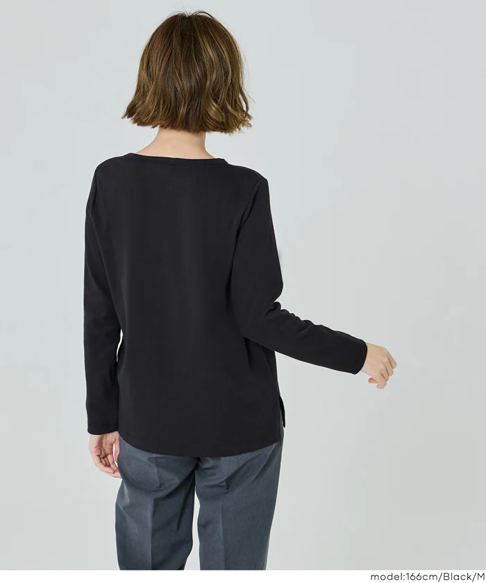 コットンスムースサイドスリットTシャツ レディース メール便不可 - Image 11