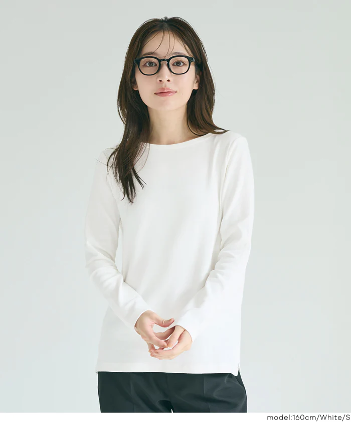 コットンスムースサイドスリットTシャツ レディース メール便不可 - Image 4