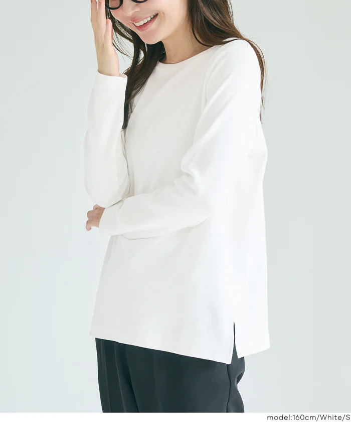 コットンスムースサイドスリットTシャツ レディース メール便不可 - Image 5