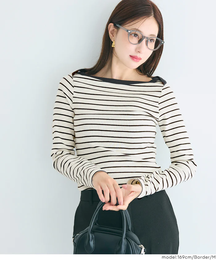 セール★1290円→990円 リブボートネックカットソー レディース メール便不可 - Image 18