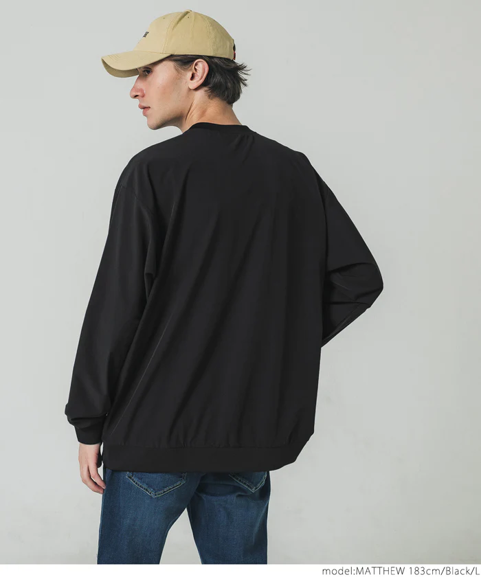 セール★2490円→990円 プルオーバー メンズ 4wayストレッチ クルーネック 長袖 伸縮性 ミディアム丈 無地 シンプル 薄手 メール便不可 23aw coca コカ - Image 11